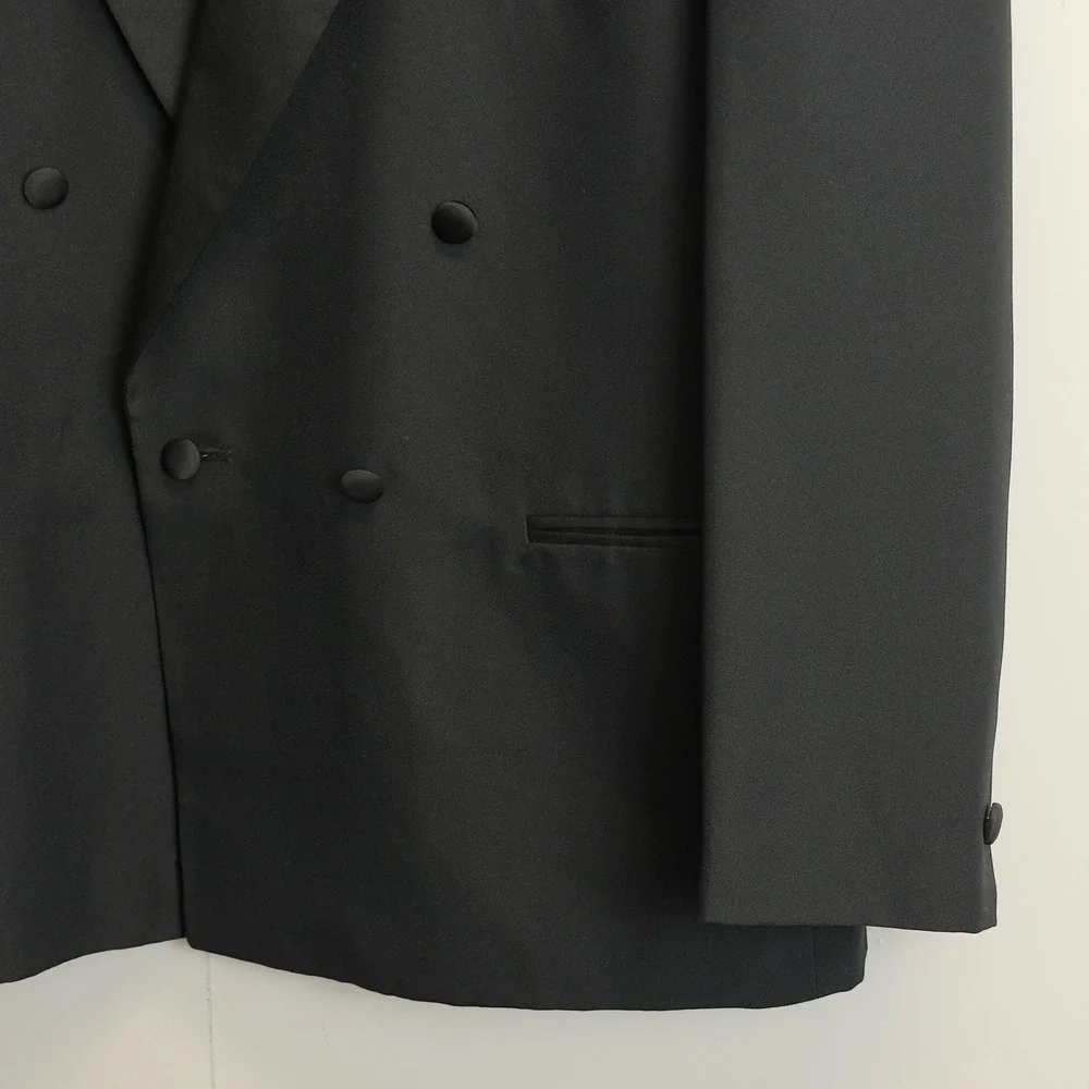 Dino Divinci Mens 44L Double Breasted Tuxedo Jacket Satin Peak Lapel‎ Blazer